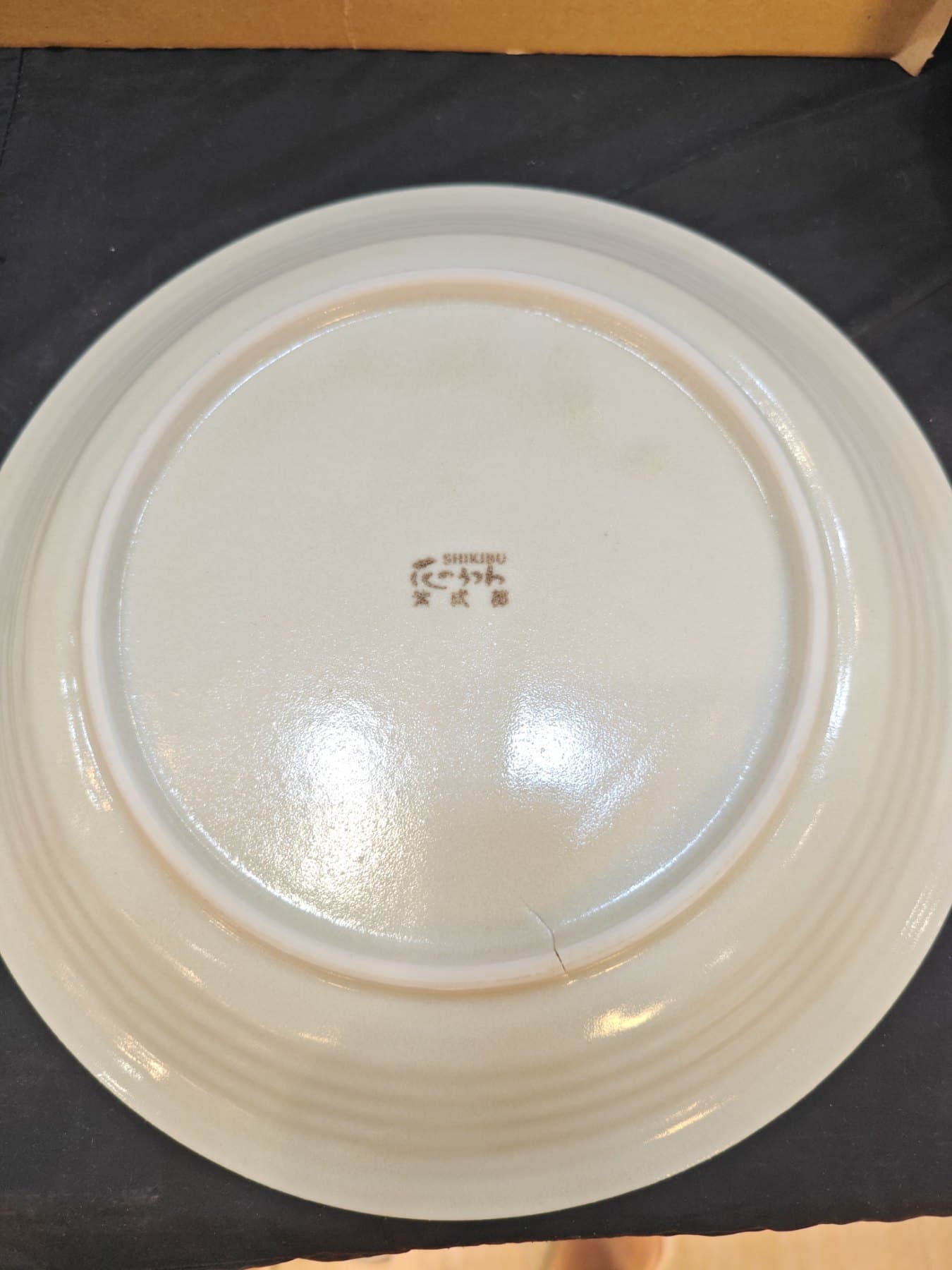 Japanese-Style Pale Green Sakura Shallow Serving Plate, Unidentified Printed Mark